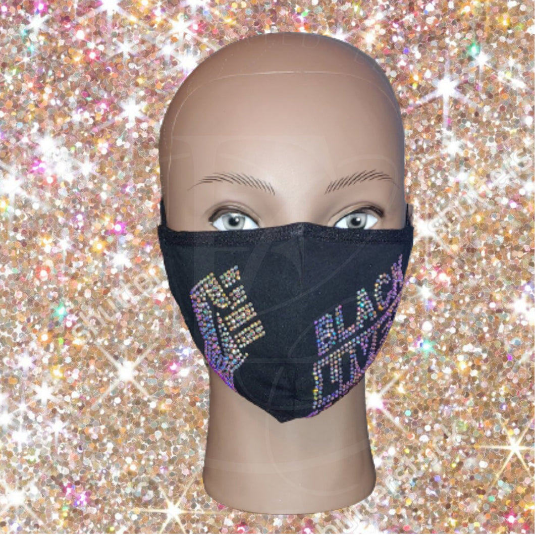 Black Lives Matter Adjustable Bling Mask w/filter