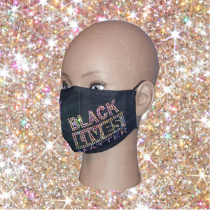 Black Lives Matter Adjustable Bling Mask w/filter