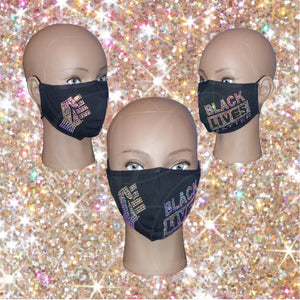 Black Lives Matter Adjustable Bling Mask w/filter