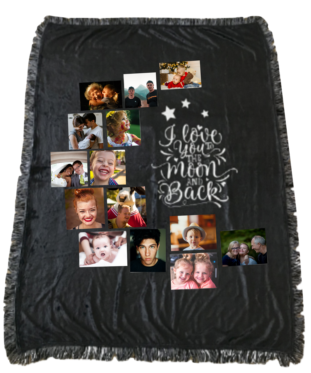 Custom Plush Velour Photo Throw Blanket – I Love You To The Moon And Back